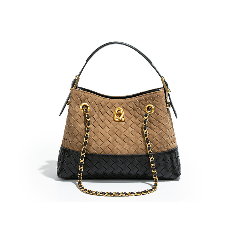 2025 New Women's Suede Small Fragrant Travel Bag, Shoulder Bag, Hand-Woven Bucket Bag - Thumbnail 5