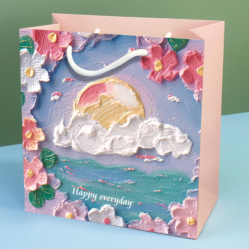 Bolsa de regalo de estilo de pintura al óleo, bolsa de regalo de temporada de graduación, bolsa de regalo de alta calidad, bolsa de papel, bolsa de embalaje de regalo
