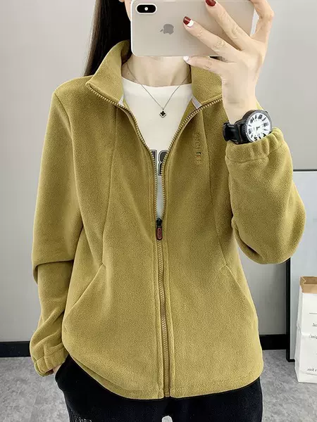 Autumn and winter New fleece coat women's outdoor thickened cardigan coat women's polar fleece double-sided fleece zipper sweater warm