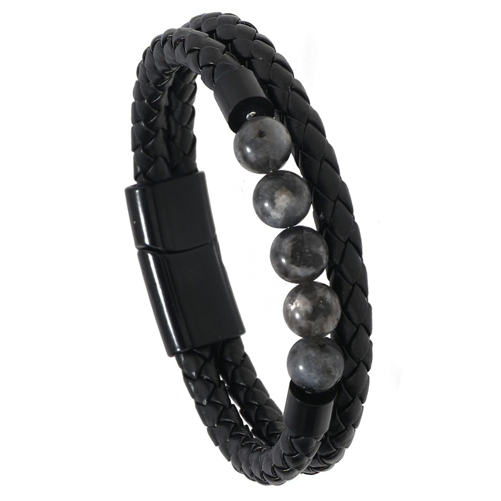 21g Weight Bangle Classification Pu Leather Chain Material 1 Piece Quantity Daily Occasion Pu Leather, Alloy Material Geometric Pattern All Seasons Season Men's Gender Beaded, Handmade Design Vintage Style, Punk Style Vintage Style Punk Geometric Pu Leather Alloy Beaded Handmade Men's Bangle Men Cord & Leather Bracelets 2