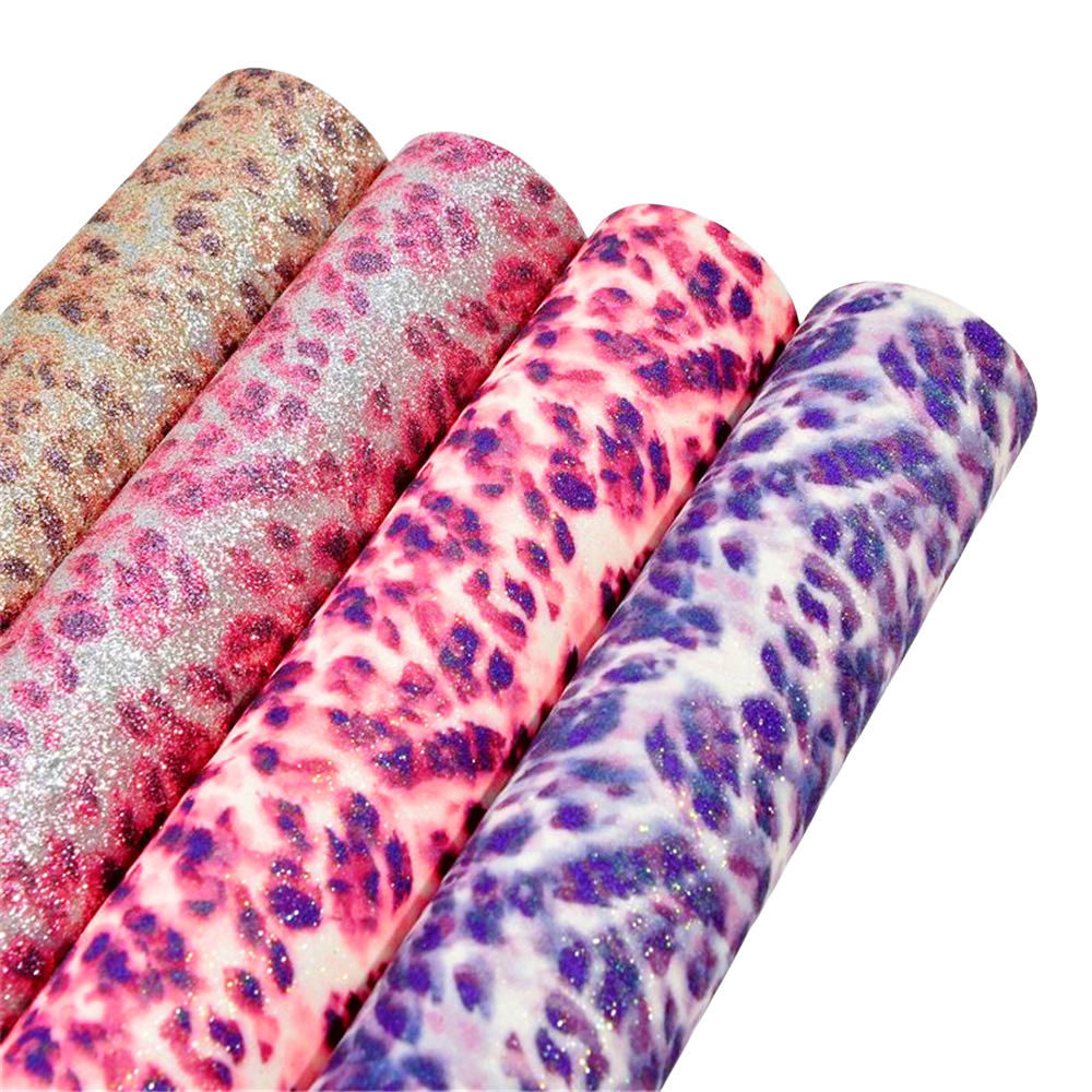 水墨风格印花豹纹格利特PU金葱皮革闪粉箱包手袋发饰礼盒拖鞋面料