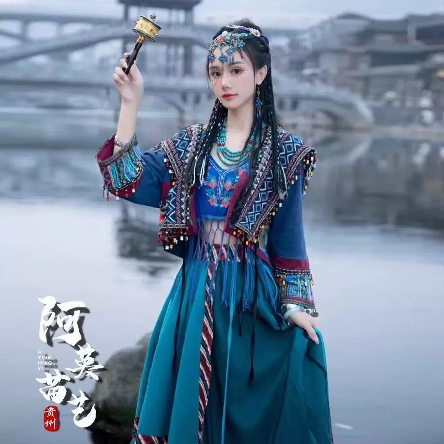 Одежда для девочек в том же стиле Yang Chaoyue, лучший друг Миаоцзян, экзотический древний стиль, этнический стиль, Феникс, путешествия, фотографии, одежда интернет-знаменитостей