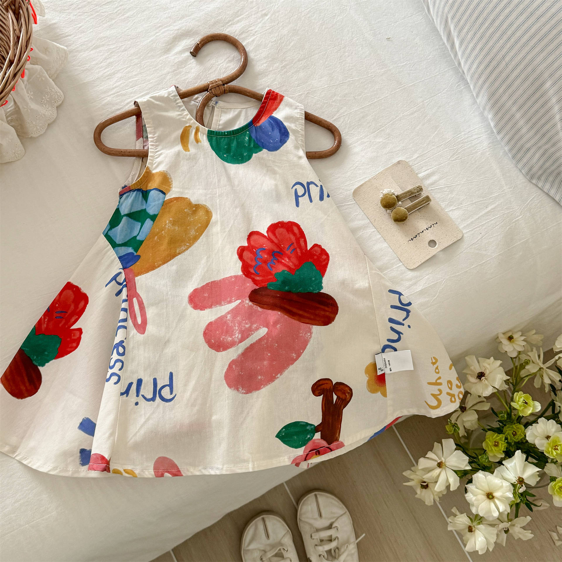 Vestido de siete niñas con limón salado, estampado de verano, tesoro femenino, verano, nuevo estilo, falda del tesoro femenino sin mangas, ropa infantil, verano