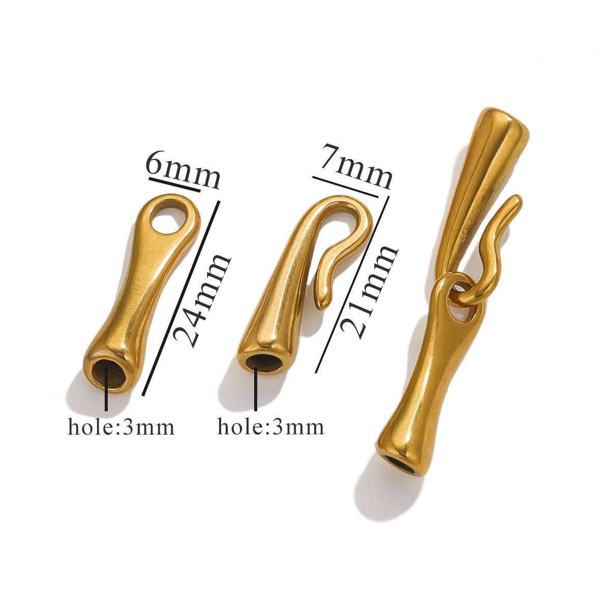 Brazalete de acero inoxidable gancho de pesca de bambú acero de titanio cuentas separador collar de perlas DIY cuentas accesorios de cuerda roja al por mayor