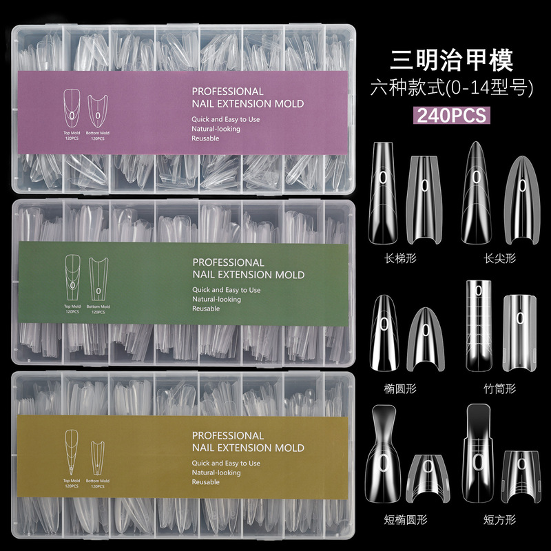 Sandwich Nail Mold, Thin Dog-Shaped, Trapezoidal, Long Pointed Oval, Quick Extension, Crystal Phototherapy, No Mold Construction Needed, for Nail Salons