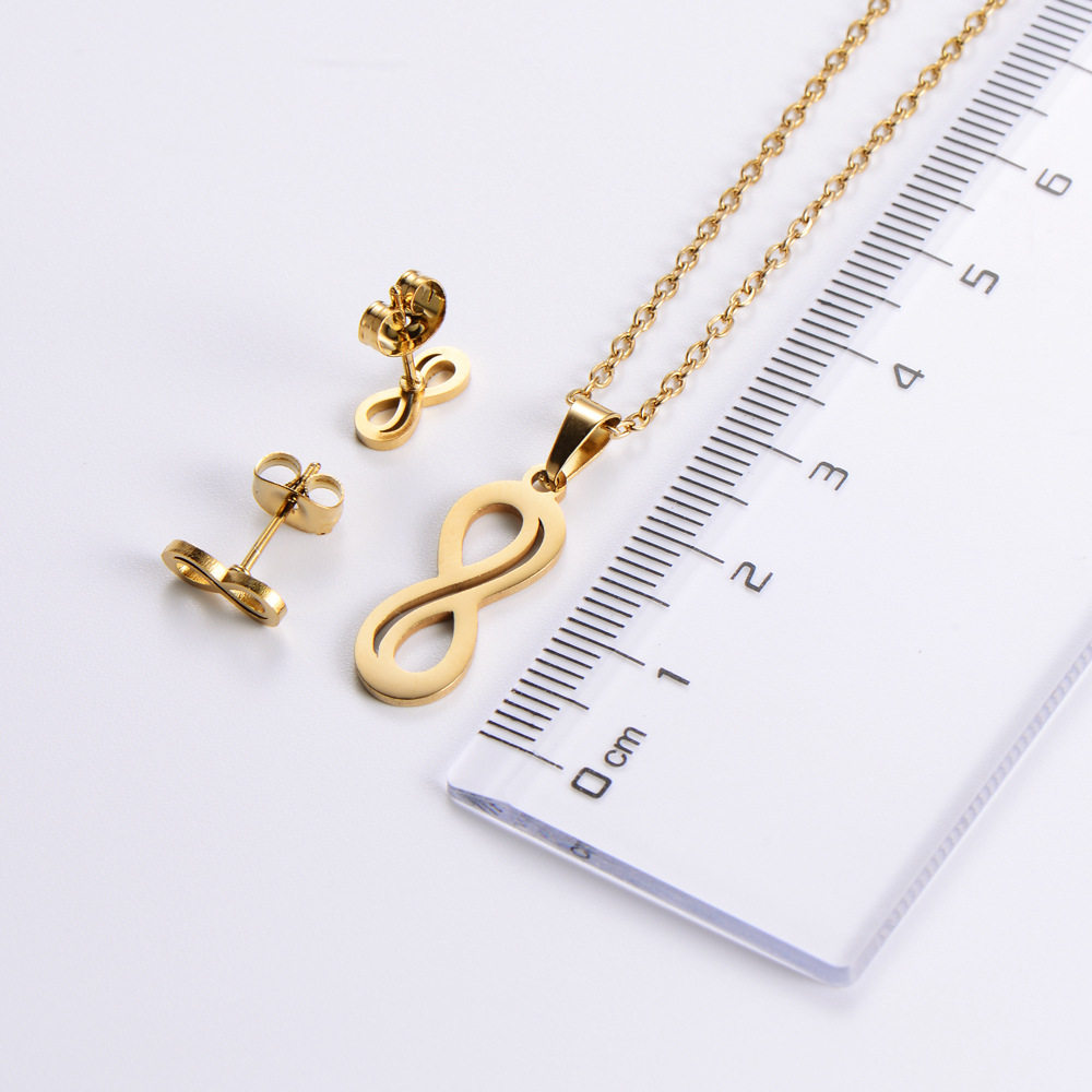 fashion titanium steel 8-shaped necklace earrings set wholesale Nihaojewelry