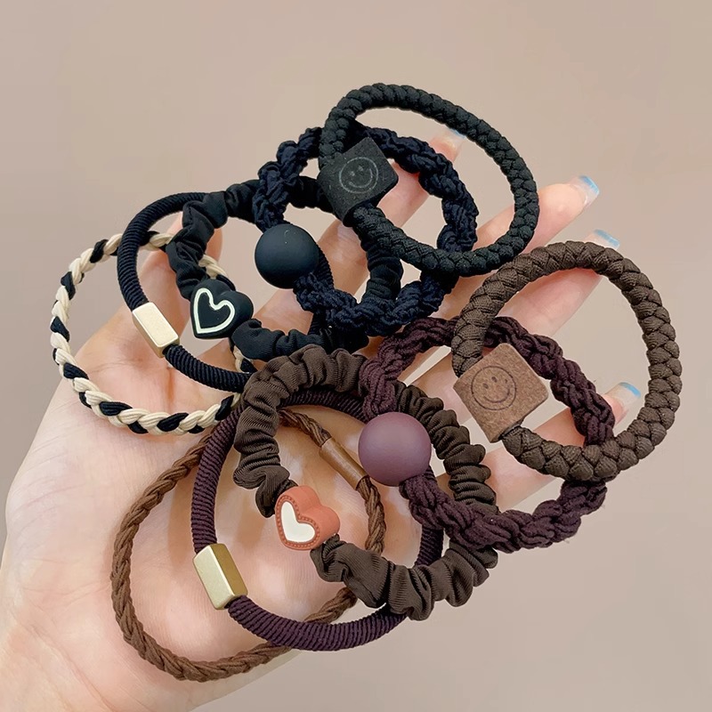 Alta elasticidad y durabilidad banda de goma para mujeres simple temperamento de alta cola de caballo cuerda de cabeza de cuerda 2025 nueva cubierta de cuero de anillo de cabello