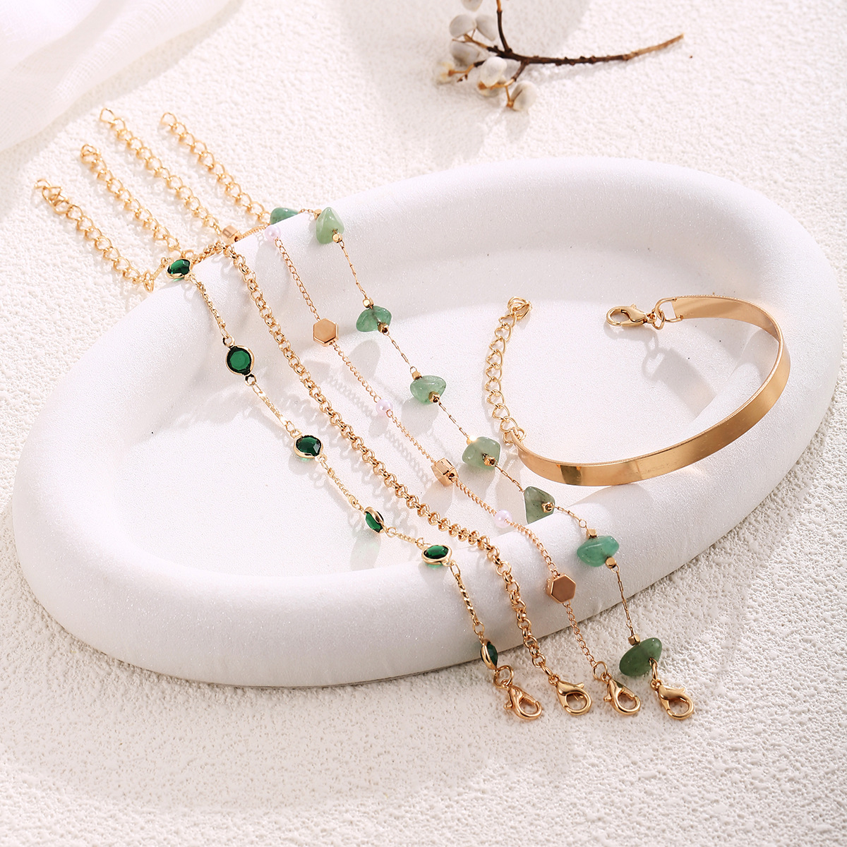 Minimalist Layered Bracelet Set For Women Stackable Gold Finish_voghion.com