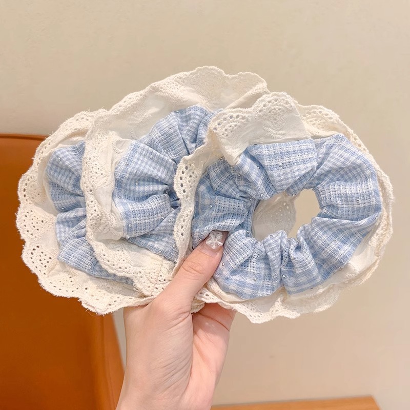 Super inmortal niños anillo de encaje francés niña adorable joyería de cabello de flores 2024 nueva línea de cabello de bolas de chicas