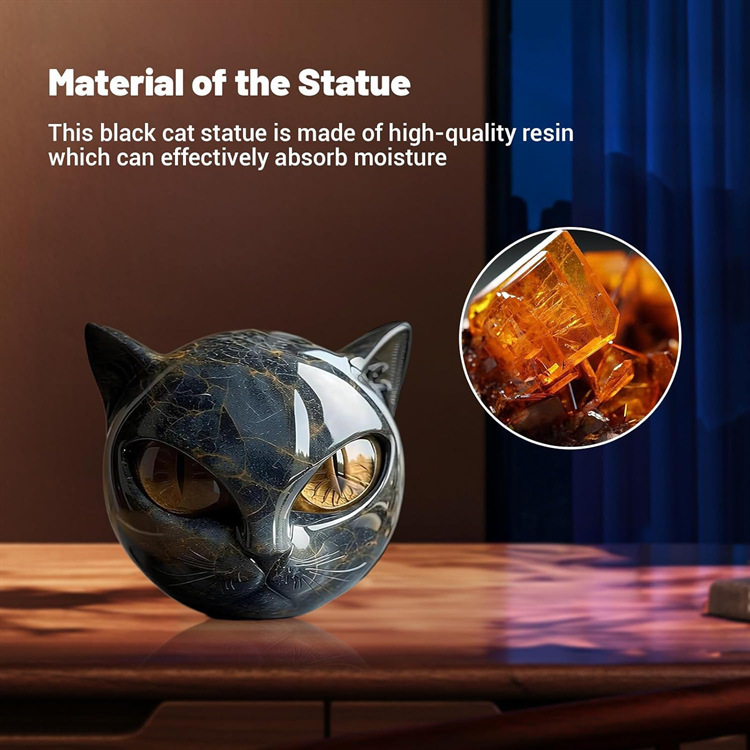 Flairgifts Luxury Black Cat Stone Sculpture 奢华黑猫石雕|undefined