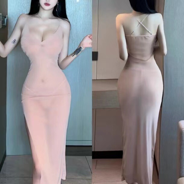 European and American Foreign Trade Pajamas Long Skirt Transparent Long Sling Nightdress Sex Underwear Pajamas Large Size Mesh Clothes