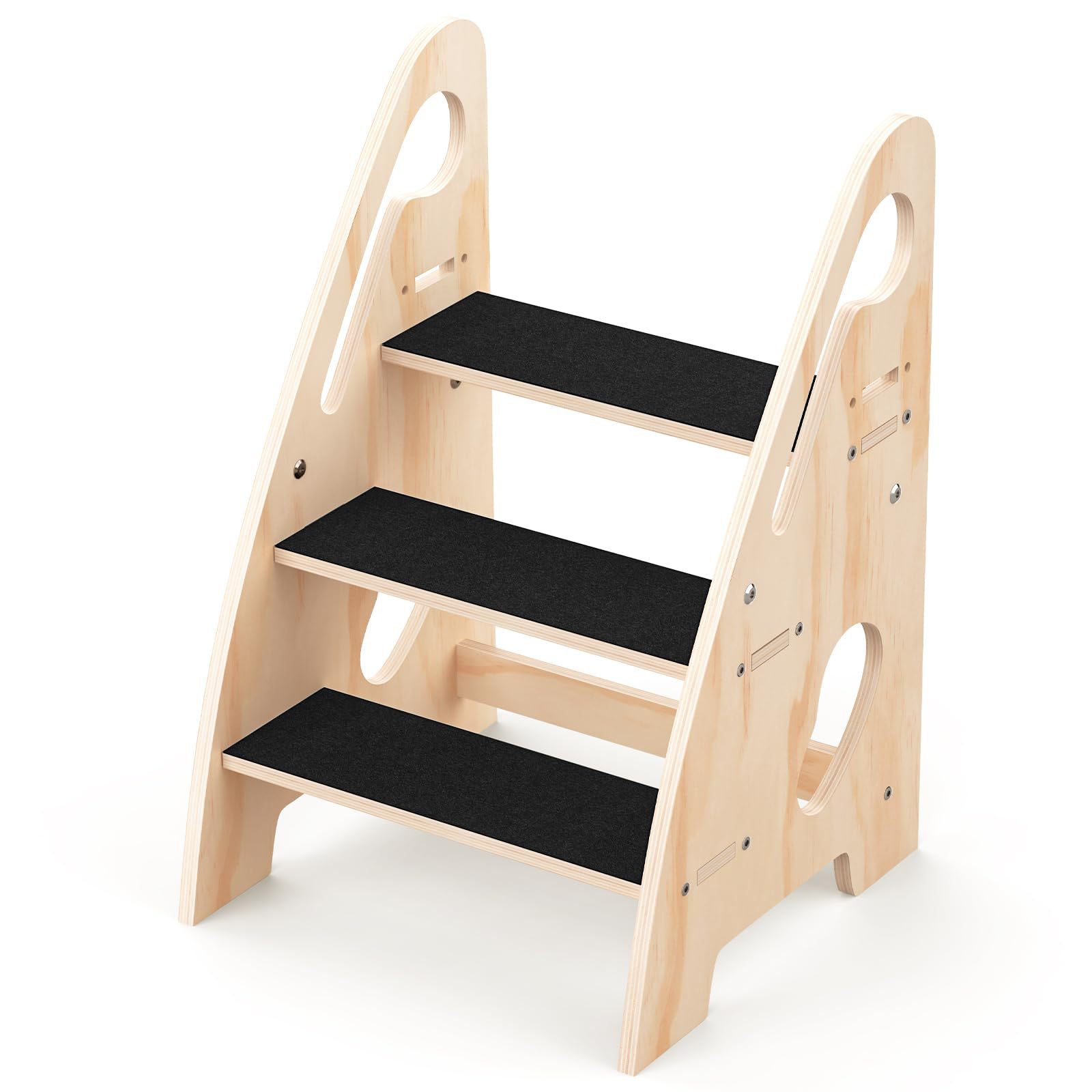 Taburete de baño para niños, taburete para bebés, escalones de lavado de manos, taburete de pies con pasamanos, torre de aprendizaje anti-rollback, madera image 15