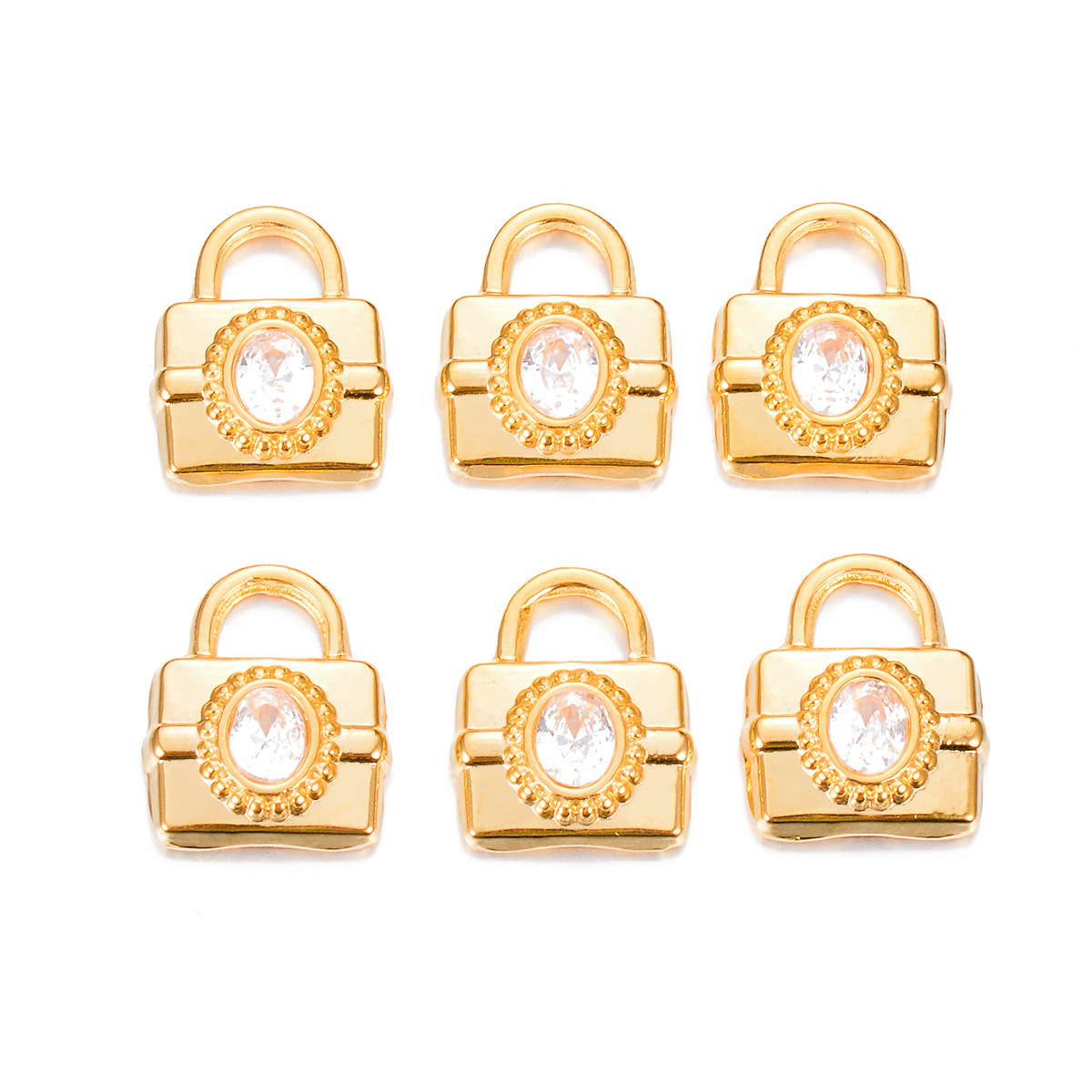 20g Weight 5 PCS/Package 304 Stainless Steel Zircon Bag Polished Pendant