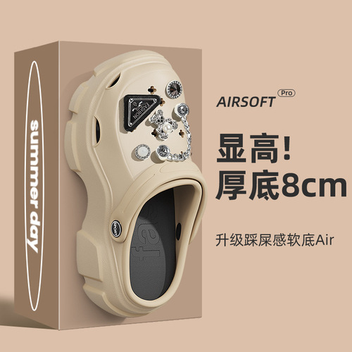 Women's Summer Outdoor Wear 2024 New Thick Sole Beach Slippers with Anti-Slip, Cute Hooded Slippers for Men
