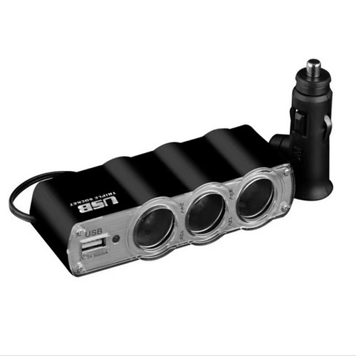 Car one-to-three cigarette lighter, 12V with USB, one-to-three car power distributor, car distributor