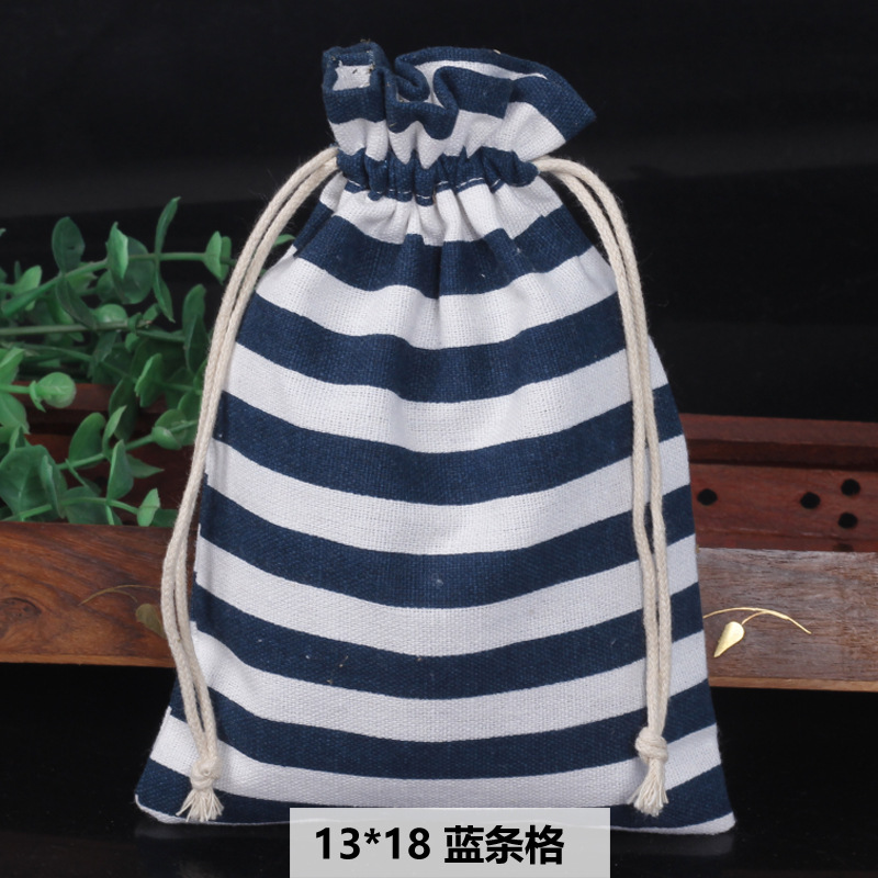 Ventas calientes de impresión de paquetes de cuerda de dibujo bolsas de impresión logotipo de lino bolsa de tela para el medio ambiente bolsa de almacenamiento de artículos 13 * 18