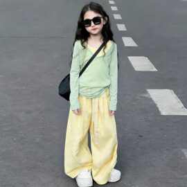 女童春夏防晒衫套装2026新款女大童多巴胺三件套儿童洋气时髦衣服