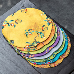 New Chinese-style Zen Dry-Pour Mat, Retro Printed Small Tea Set, Double-Sided Insulated Mat, Round Tablecloth, Waterproof Table Runner