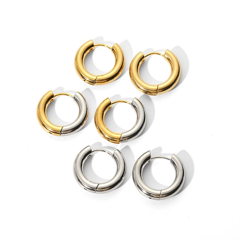 Brand earrings stainless steel, European style, 750 sample gold, gold and silver