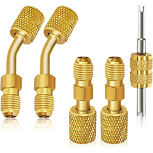 R410a加氟适配器黄铜转换器5/16 英寸快速接头至 1/4 英寸外螺纹