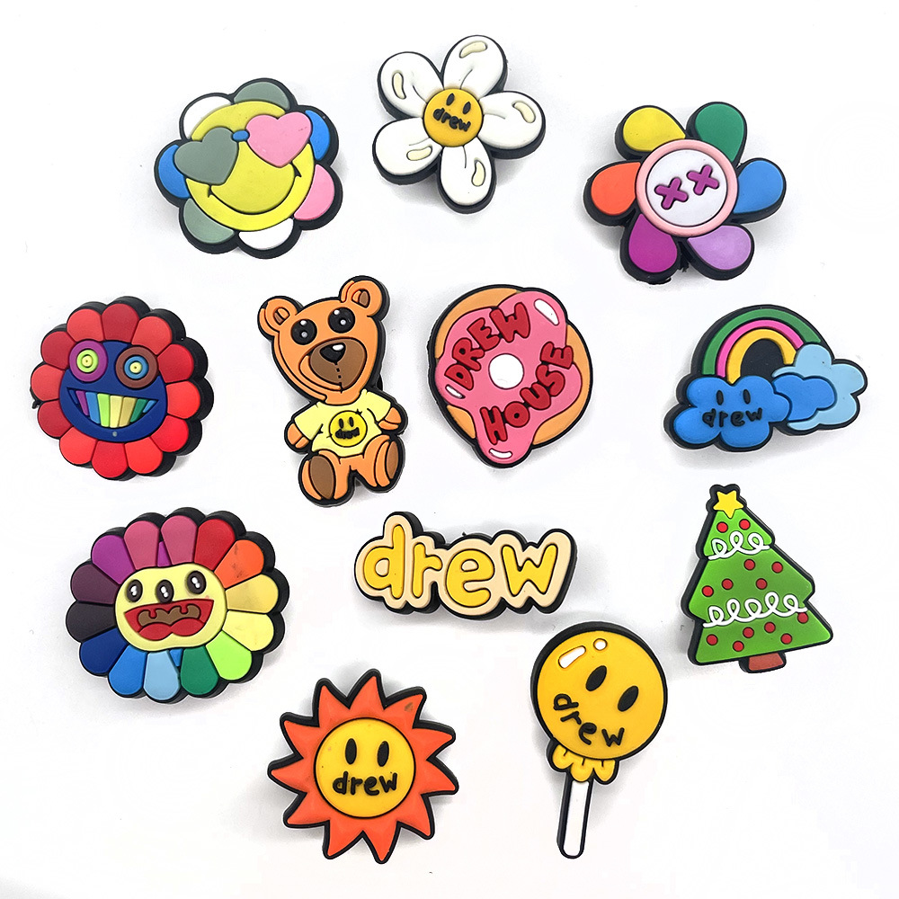 1 Piece Quantity Letter Flower Shoe Accessories PVC Slippers All Seasons Shoe Buckle