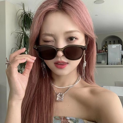 橄榄绿框墨镜新款gm太阳镜女日落色网红同款防紫外线眼镜