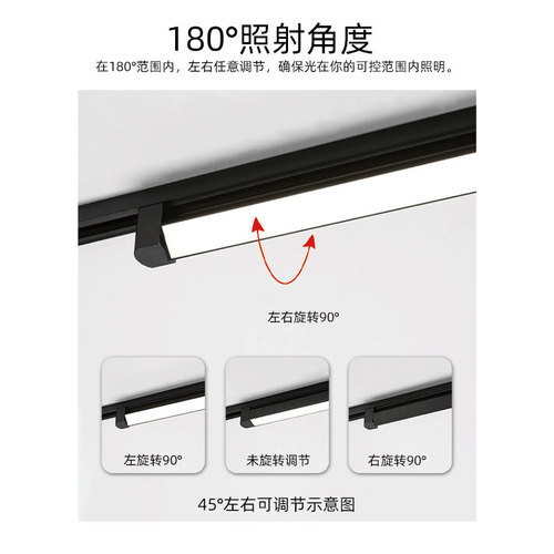 Clothing store track light, adjustable angle LED floodlight grille light, supermarket shop spotlight, second-line surface-mounted track light