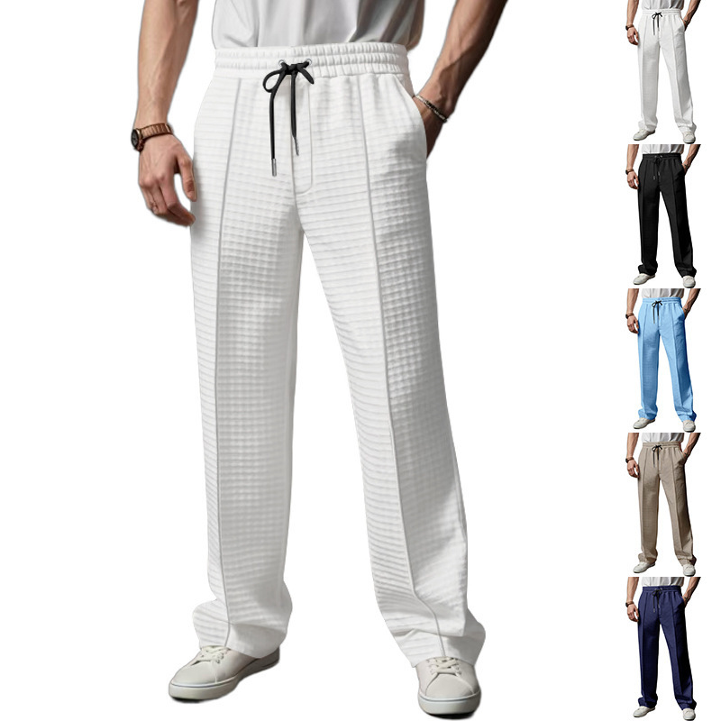 Cross-border Amazon Men's British Gentleman Jacquard Waffle Loose Casual Sports Business Breathable Jogging Pants Cross-border Amazon Men's British Gentleman Jacquard Waffle Loose Casual Sports Business Breathable Jogging Pants