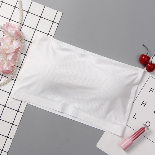 Seamless ice silk anti-exposure tube top one piece with breast pad and inner wrap chest one-piece non-slip strapless underwear for women