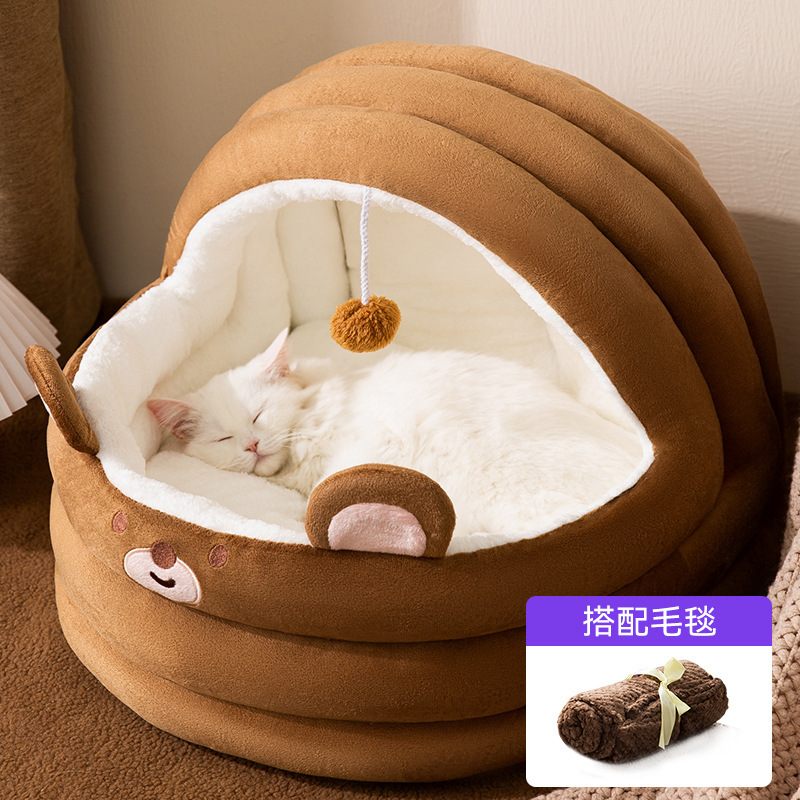 Casa general de perros de cuatro estaciones desmontable semicirrada cama de gato para perros pequeños y medianos que cama de panda para mascotas