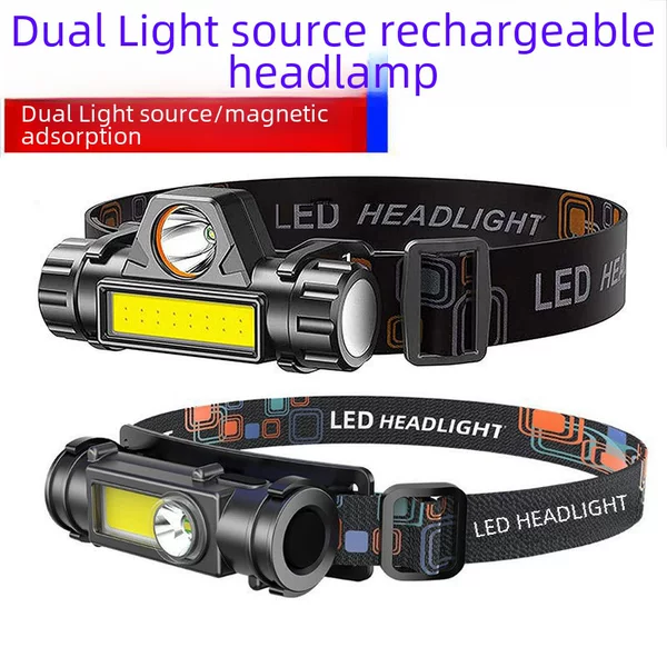 Headlight Strong Light Led Daily Charging Dual Light Source Magnet Hiking Mountaineering Night Fishing Outdoor Head-Mounted Work Light