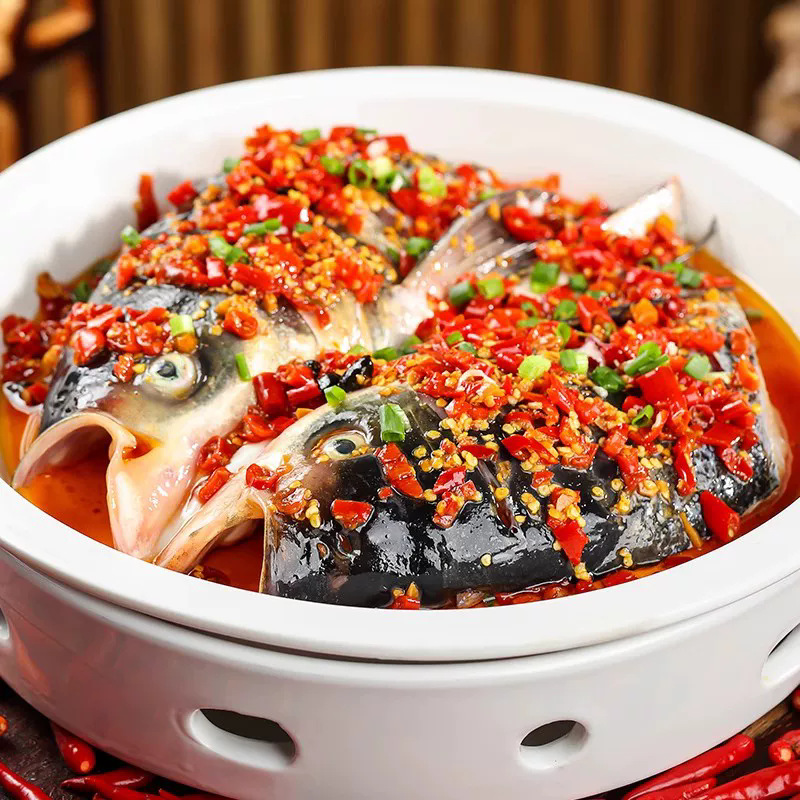 剁椒鱼头620g酱椒白鲢鱼头新鲜腌制冷冻水产半成品菜湘菜食材商用
