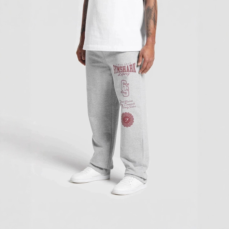 Gymshark New Cross-Border Men's Sports Pants Jogging Fitness Pants Cotton Printed Straight-Leg Pants Muscle Shark