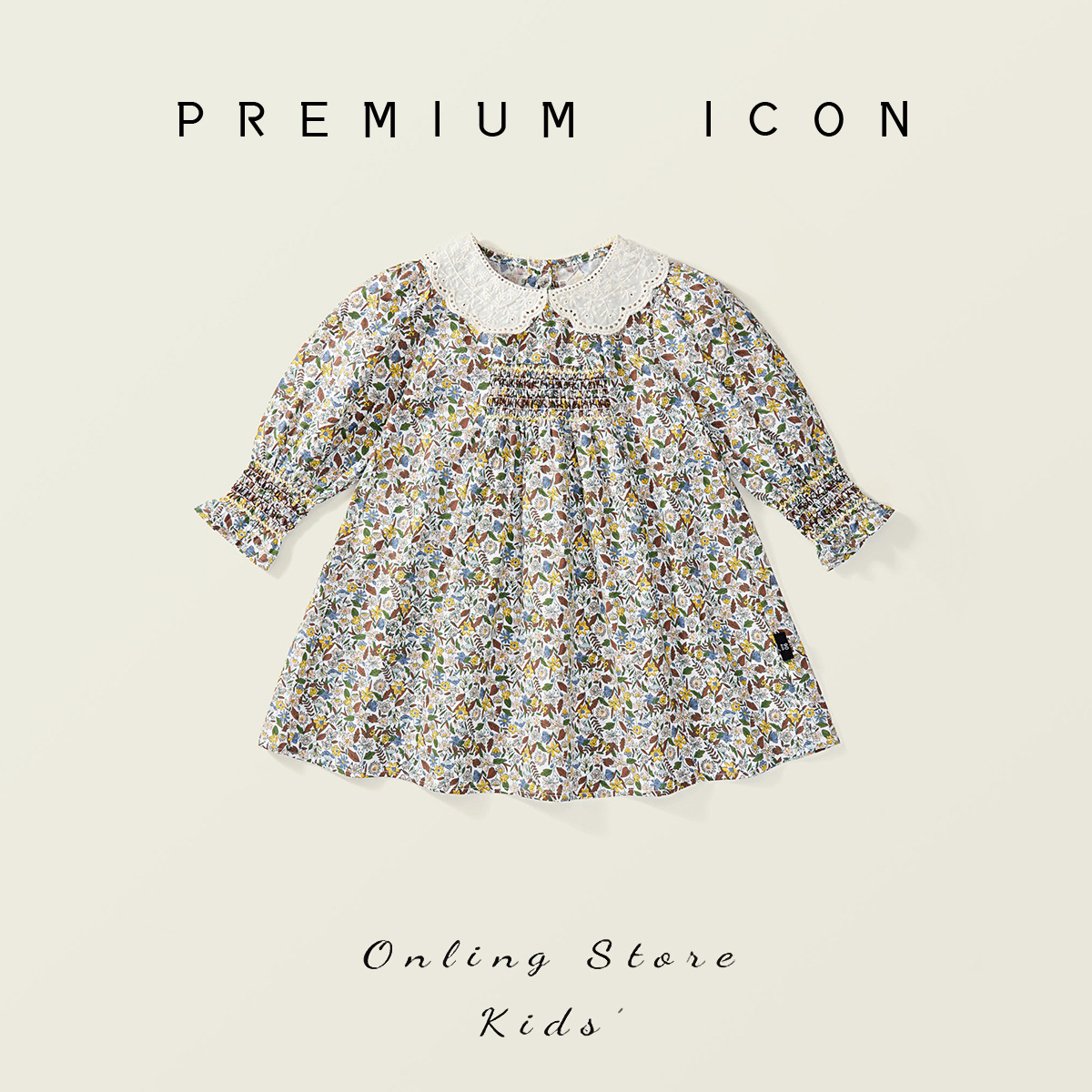 Jella-ropa infantil para niñas, vestido Floral, otoño 2025, nuevo vestido Retro de estilo coreano con mangas largas fruncidas para niños.