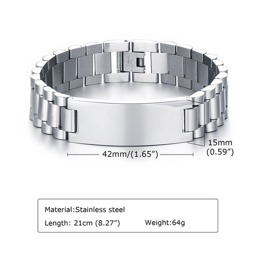 bangles wholesale jewelry titanium steel men's curved bracelet with engraving watch strap for couples and women stainless steel BR-409