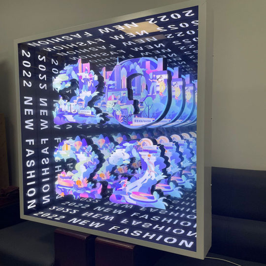 Outdoor Wall holographic decorative painting 3D multi-layer mirror floor tile light led stage KTV advertising signboard magic color abyss mirror