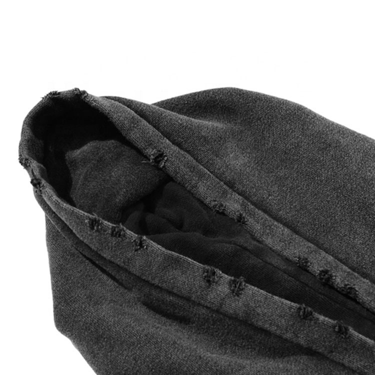 Men's Vintage Crop Hoodie - Acid Washed, Raw Hem, OEM product and manufacturing detail 9