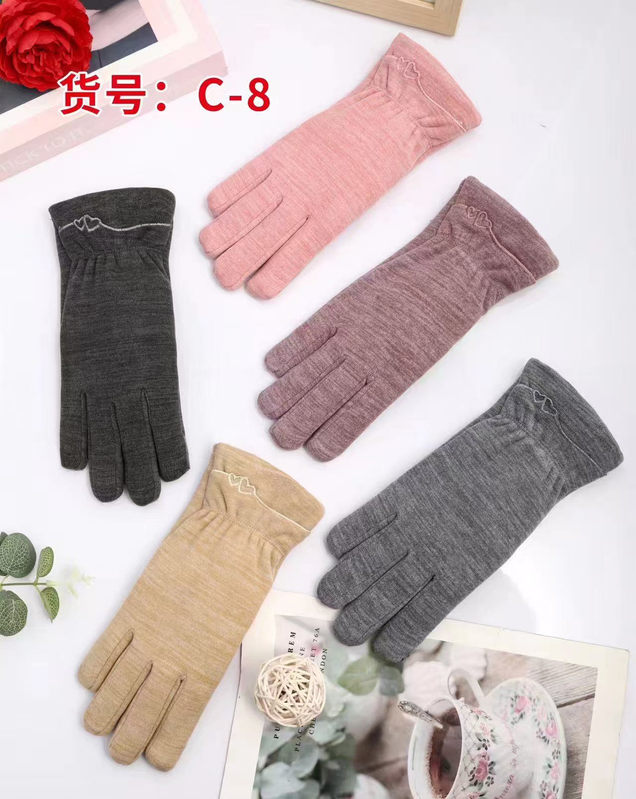 Guantes de invierno para mujer forrados de lana engrosada estudiante cálido resistente al frío pantalla táctil conducción guantes de coche eléctrico al por mayor