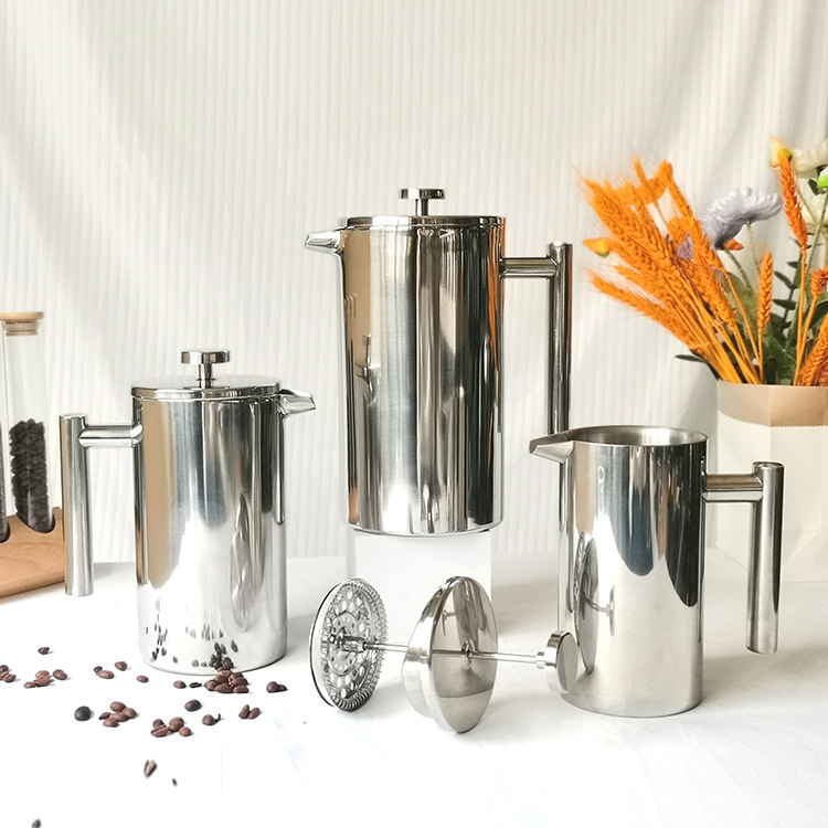ITOP Outdoor Camping Press Pot Double Layer 304 Stainless Steel French Filter Press Coffee Pot Tea Maker Milk Beaker