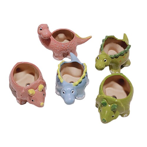Cross-border Amazon best-selling ceramic dinosaur succulent plant pot container ornament cute cartoon animal juicy pot