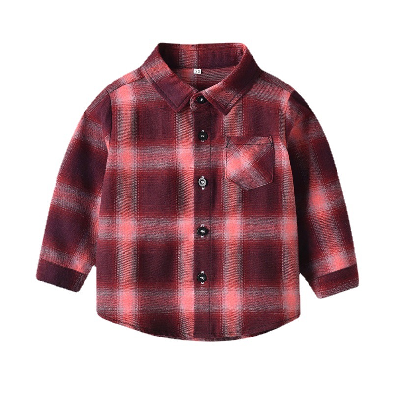 Comercio exterior ropa infantil de otoño coreana para hombres y mujeres bebés camisas de moda a cuadros para niños chaquetas de algodón multicolor niños