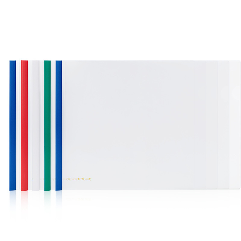 Deli 63101 horizontal A4 tire barra informe carpeta triángulo tire barra carpeta transparente estudiante prueba Carpeta de papel