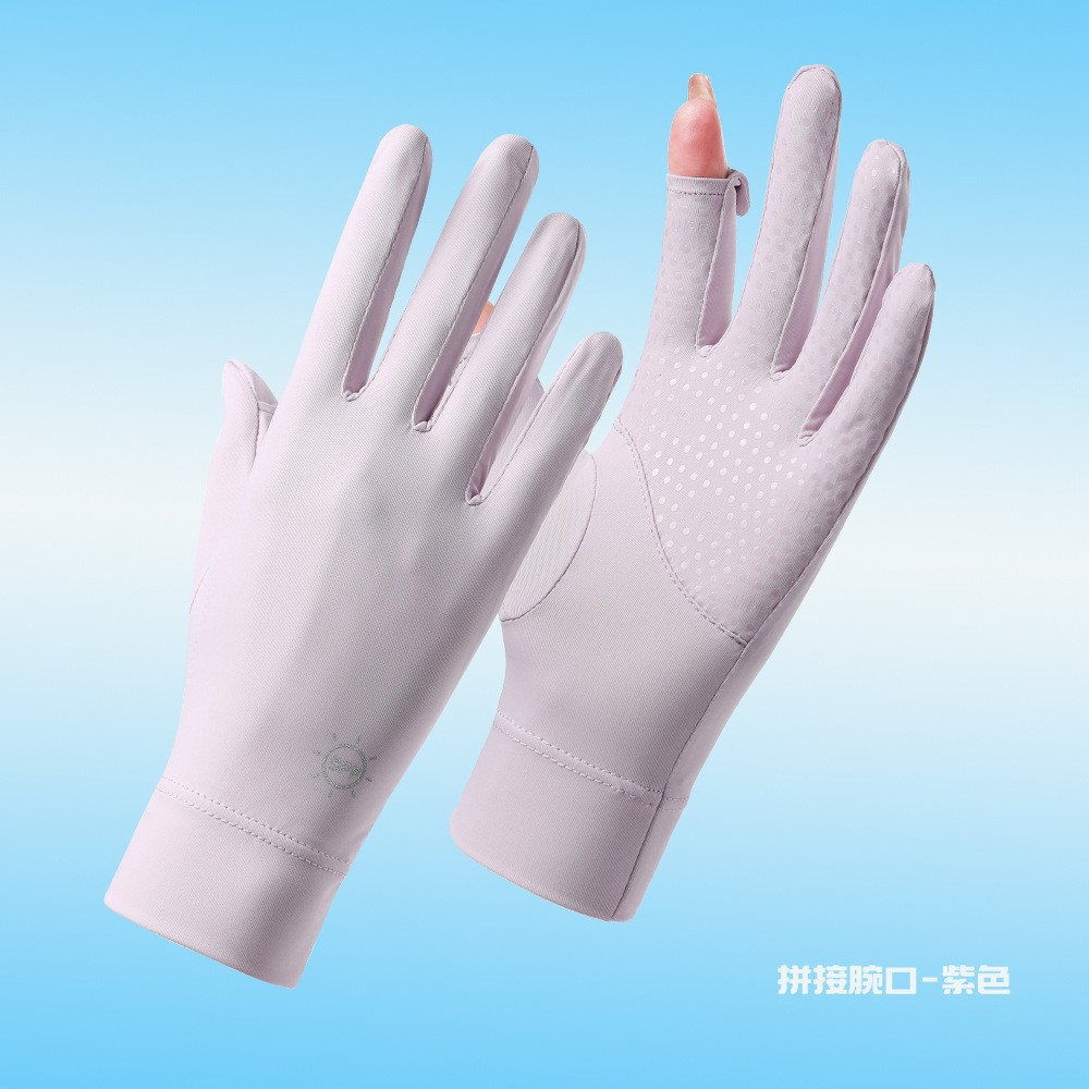 Guantes de protección solar para mujeres Protección UV delgada seda de hielo de verano mangas de mano de moda al aire libre ciclismo fugas dedo guantes de protección solar