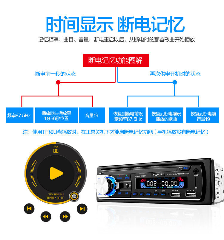 Suitable for Wuling Zhiguang Rongguang car radio and other 2V/24V card-insert Bluetooth MP3 players