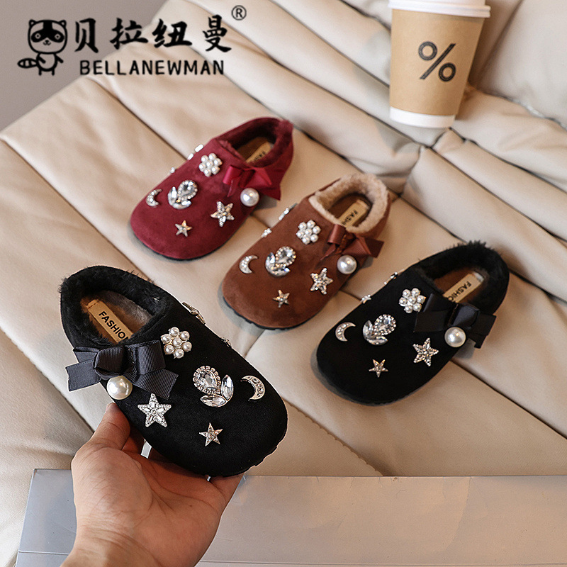 Children's winter half-slip Birkenstock shoes 2024 new Korean style…