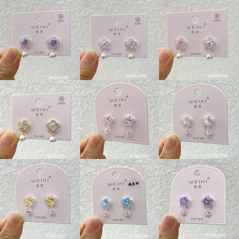 S925 Silver Needle Rose-Cut Zircon Earrings Niche Design Water Drop Pendant Earrings Korean Style Gentle Style Earrings Wholesale S925 Silver Needle Rose-Cut Zircon Earrings Niche Design Water Drop Pendant Earrings Korean Style Gentle Style Earrings Wholesale
