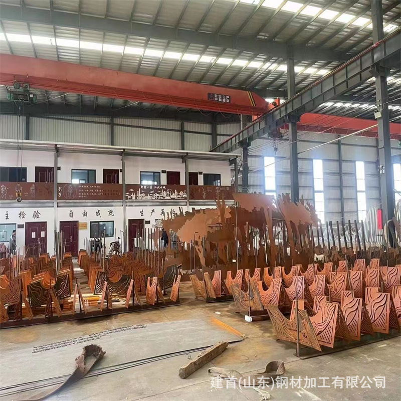 厂家直供耐候钢树池立柱花箱大型绣红幕墙加工锈蚀钢板雕塑造型摆