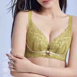 薄杯321#法式蕾丝文胸34-40薄C杯聚拢高侧收四排扣内衣批发尾单