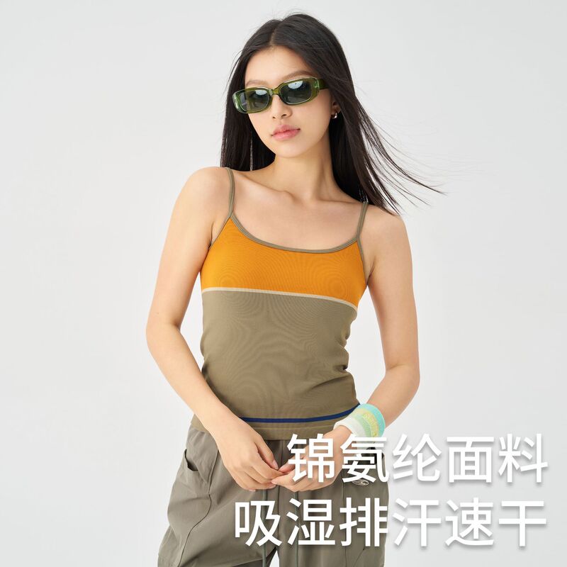Contrast Color Sports Camisole for Women with Adjustable Shoulder Straps, Seamless, Quick-Drying, Slim-Fitting, Beautiful Back, Breathable Yoga Sports Top Contrast Color Sports Camisole for Women with Adjustable Shoulder Straps, Seamless, Quick-Drying, Slim-Fitting, Beautiful Back, Breathable Yoga Sports Top