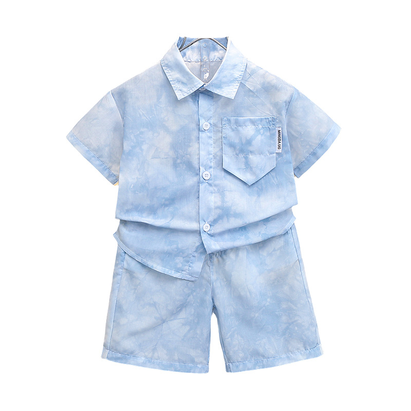 7197 Traje fresco y guapo de manga corta de verano para niños 2025 Nuevo estilo Camisa de moda de verano para niños Ropa de bebé Verano